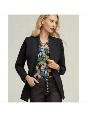 Cabi One Button Ponte Knit Black Dinner Jacket Blazer 16 #4119